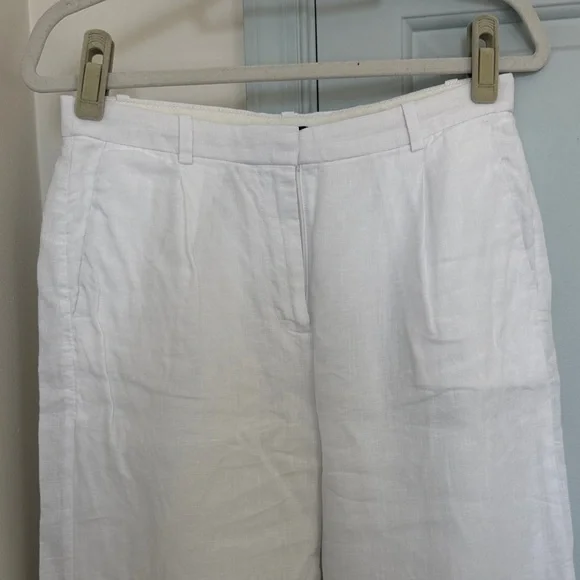 J.Crew White Wide-Leg Linen Essential Pants Petite 8 - Picture 4 of 11